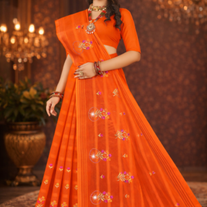 Indigo Embroidery Printed Saree