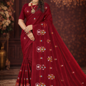 Indigo Embroydary Printed Saree