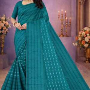 Domestic Embroidery Printed Saree