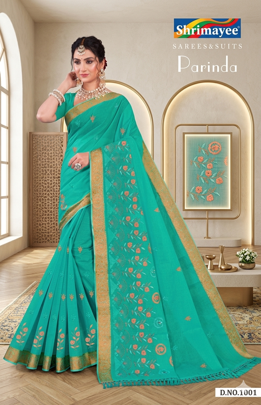 Parinda Embroidery Saree - Image 4