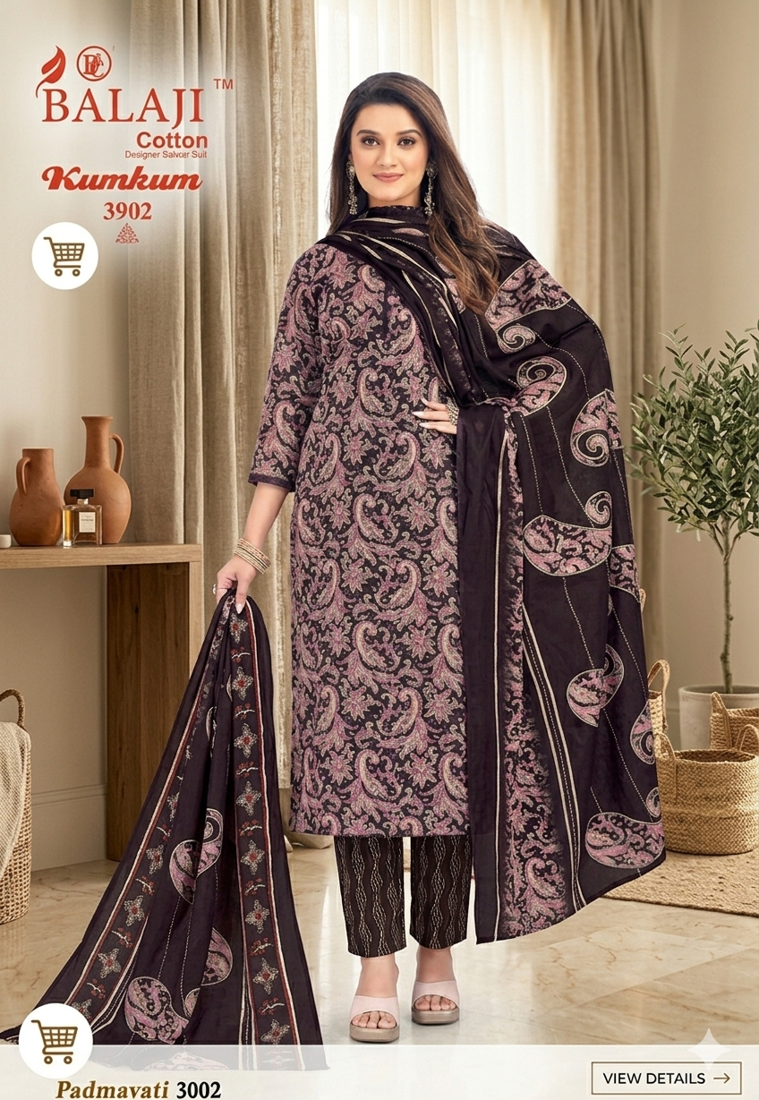 Balaji Cotton Kumkum three piece kurti - Image 2