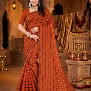 Domestic Embroidery Printed Saree