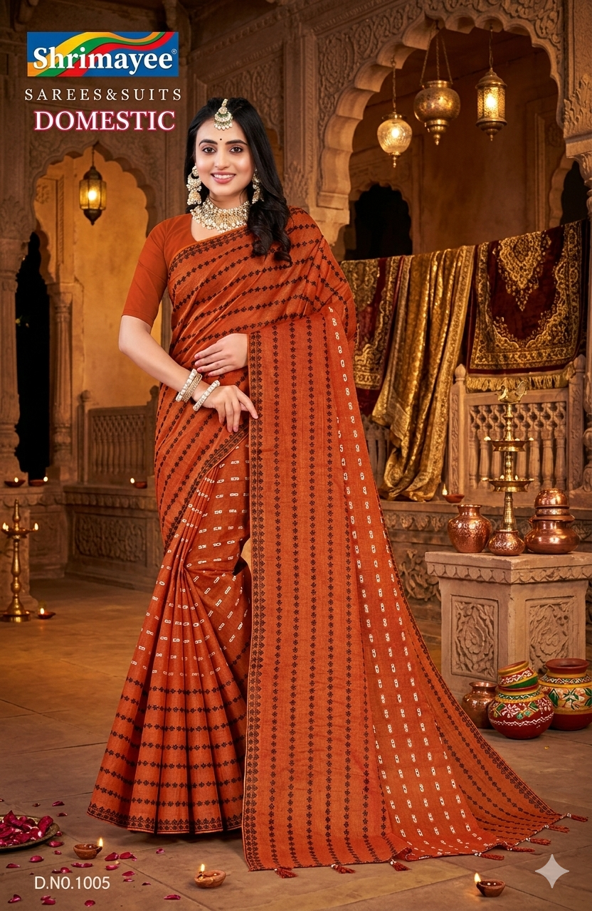 dommestic embroidary printed saree - Image 2